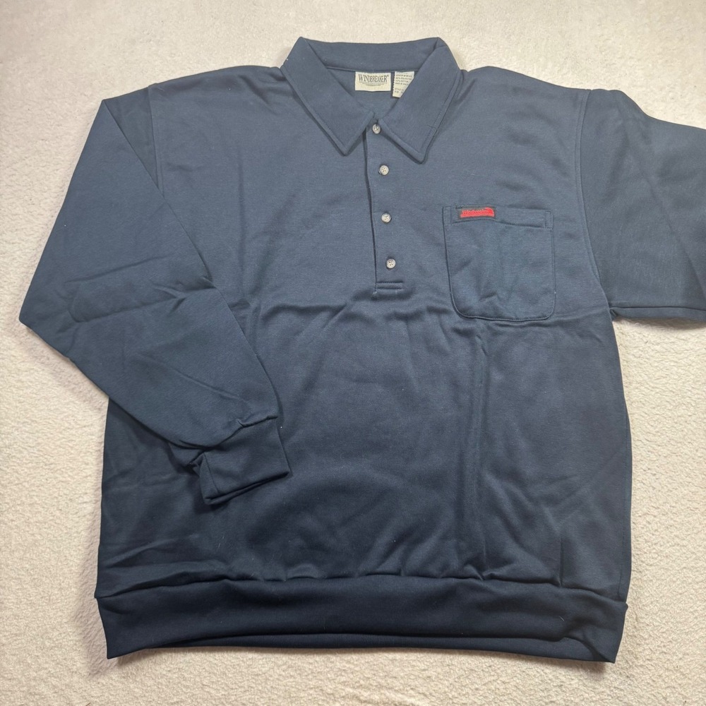 Windbreaker Polo Sweatshirt Mens XL Navy Blue NWOT Long Sleeve Pocket Solid
